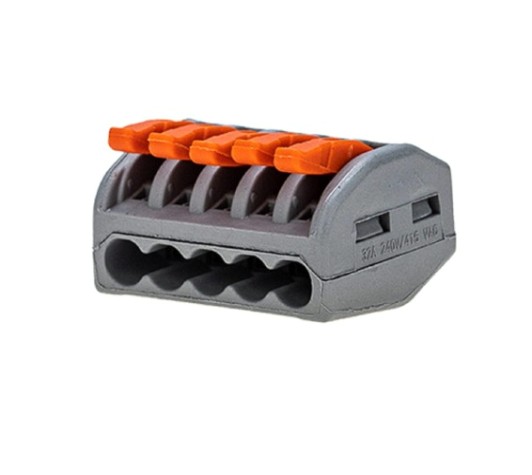 Клемма REXANT СМК 222-415 универсальная 5-проводная серая 0,08-2,5/4 мм² 5 ш [06-0202-B5]