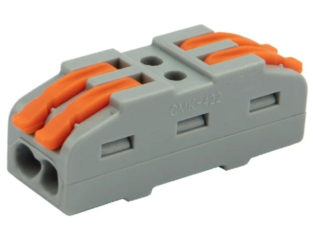 Клемма REXANT СМК 222-422 проходная 2 полюса (0,08-4 мм²), серая (5 шт./уп.) [07-6263-2-05]