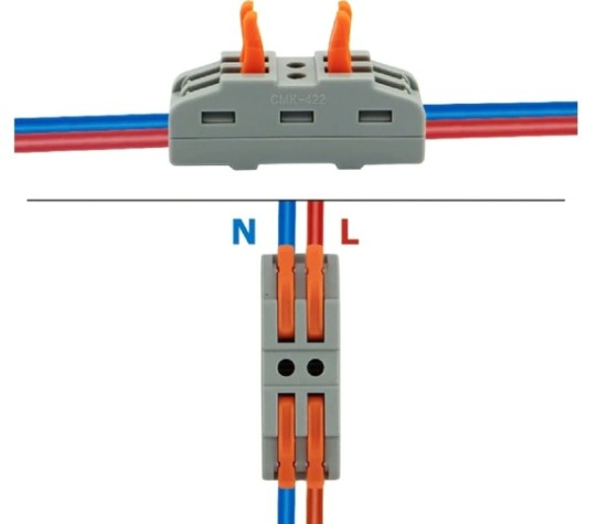 Клемма REXANT СМК 222-422 проходная 2 полюса (0,08-4 мм²), серая (5 шт./уп.) [07-6263-2-05]