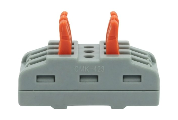 Клемма REXANT СМК 222-423 проходная 3 полюса (0,08-4 мм²), серая (5 шт./уп.) [07-6263-3-05]