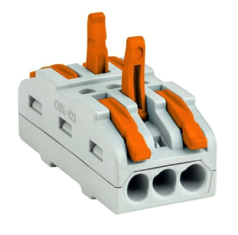 Клемма REXANT СМК 222-423P проходная 3 полюса, с монтажной площадкой (0,08-4 [07-6263]