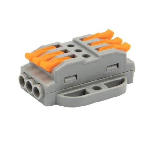 Клемма REXANT СМК 222-423P проходная 3 полюса, с монтажной площадкой (0,08-4 [07-6263-5]