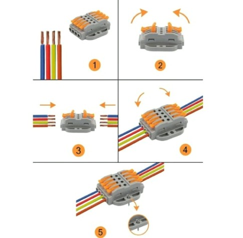 Клемма REXANT СМК 222-424P проходная 4 полюса, с монтажной площадкой (0,08-4 [07-6264-5]