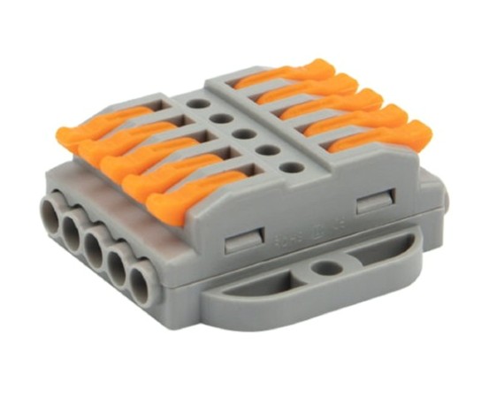 Клемма REXANT СМК 222-425P проходная 5 полюсов, с монтажной площадкой (0,08-4 [07-6265]