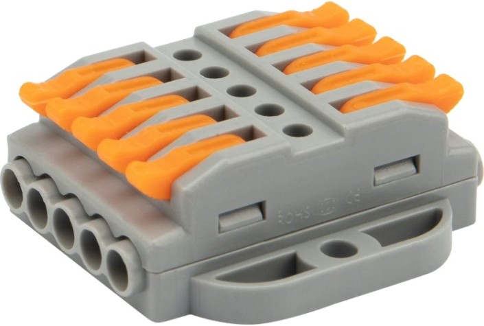 Клемма REXANT СМК 222-425P проходная 5 полюсов, с монтажной площадкой (0,08-4 [07-6265-4]