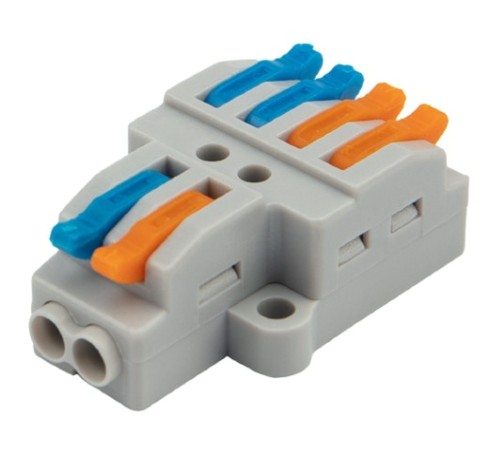 Клемма REXANT СМК 2x2 проходная разветвительная 2 полюса, с монтажной пл [07-5235-05]