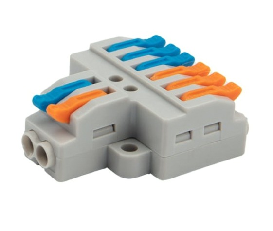 Клемма REXANT СМК 2x3 проходная разветвительная 2 полюса, с монтажной пл [07-5234-05]