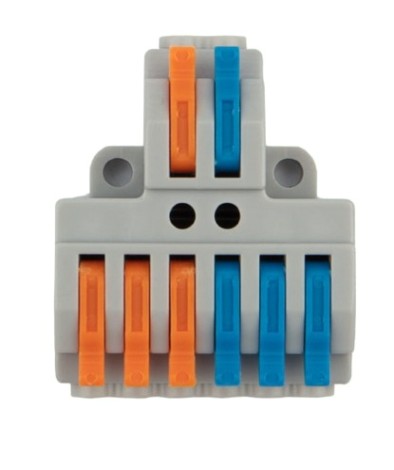 Клемма REXANT СМК 2x3 проходная разветвительная 2 полюса, с монтажной пл [07-5234-05]