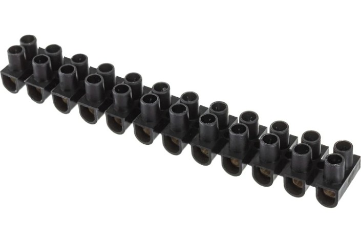 Клеммная колодка REXANT 07-5006-2 (уп. 10 штук) винтовая КВ- 6 (2,5-6 мм²), ток 6А, черная (ЗВИ) [07-5006-2]