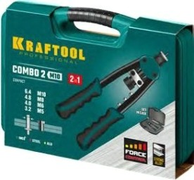 Клепальник KRAFTOOL Combo2-M10 комбинированный двуручный в кейсе, резьбовые м5-м1 [31181]