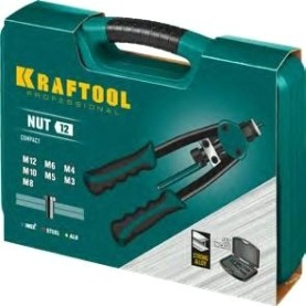 Клепальник KRAFTOOL NUT-12 резьбовой двуручный в кейсе, резьбовые м3-м12 алюм [31183]