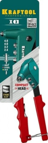 Клепальник KRAFTOOL "X-3" с литым корпусом, 31170, для заклепок 2.4-4.8 мм-а [31170_z01]