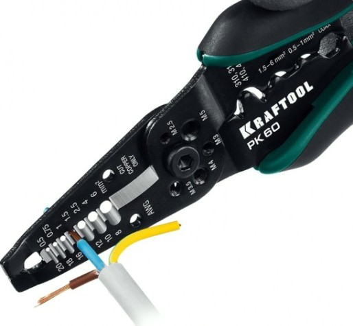 Клещи для снятия изоляции KRAFTOOL PK-60 многофункциональные, 0.5-6 мм2 [22658]