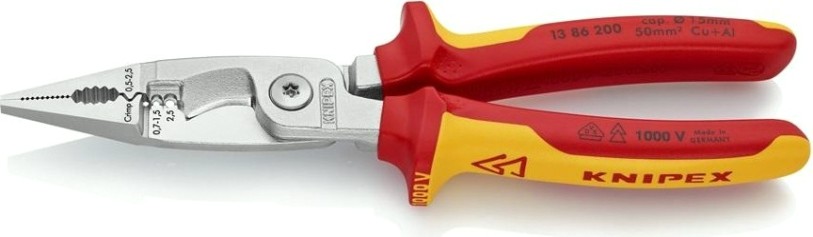 Клещи электромонтажные диэлектрические KNIPEX 1386200SB 200 мм [KN-1386200SB]