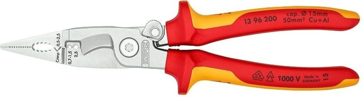 Клещи электромонтажные диэлектрические KNIPEX 1396200SB 200 мм 6-в-1 [KN-1396200SB]