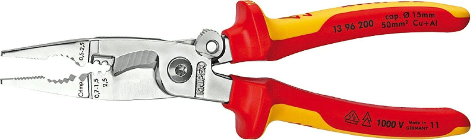 Клещи электромонтажные диэлектрические KNIPEX 1396200TBK 200 мм 6-в-1 [KN-1396200TBK]