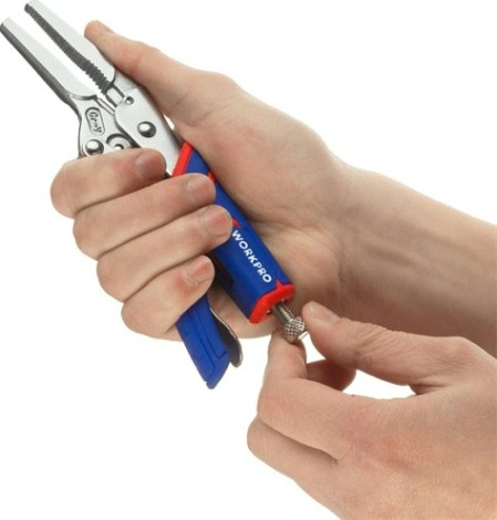 Клещи фиксирующие WORKPRO WP231075 с длинными носами 165мм pro