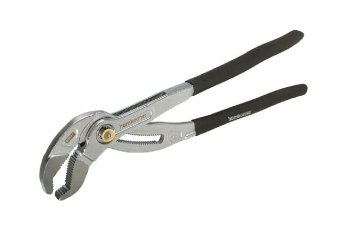 Клещи переставные HANSKONNER HK1020-06-A400 400мм,crv,кнопочный шарнир, раскр. губ. 90мм(>13%)
