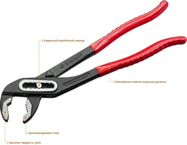 Клещи ЗУБР МАСТЕР переставные сr-v, высокомощный коробчатый шарнир, [2242-24_z01]