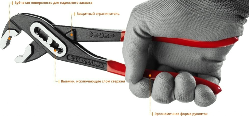 Клещи ЗУБР МАСТЕР переставные сr-v, высокомощный коробчатый шарнир, [2242-24_z01]