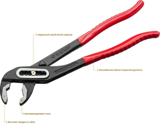 Клещи ЗУБР МАСТЕР переставные сr-v, высокомощный коробчатый шарнир, [2242-40]