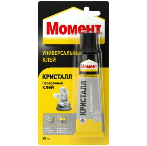 Клей МОМЕНТ КРИСТАЛЛ полиуретановый, прозрачный (блистер 30 мл) 422974