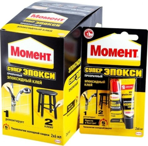 Клей МОМЕНТ Супер Эпокси прозрачный (блистер 2 x 6 мл) 1371260