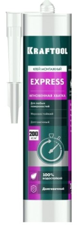Клей монтажный KRAFTOOL 310мл прозрачный, экспресс хватка [41347]