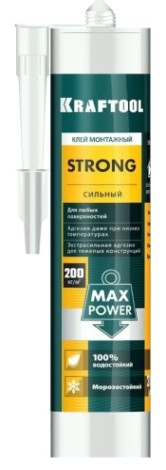 Клей монтажный KRAFTOOL 310мл суперсильный, белый [41343_z01]