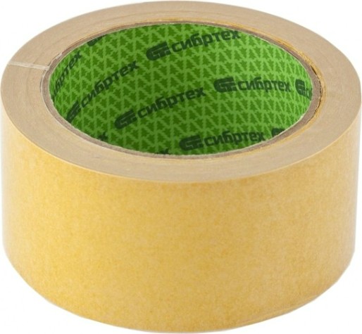 Клеящая лента СИБРТЕХ на полипропиленовой основе двусторонняя 50 мм х 25 м [88809]