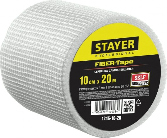 Клеящая лента STAYER FIBER-Tape серпянка 10 смх20м, professional [1246-10-20]