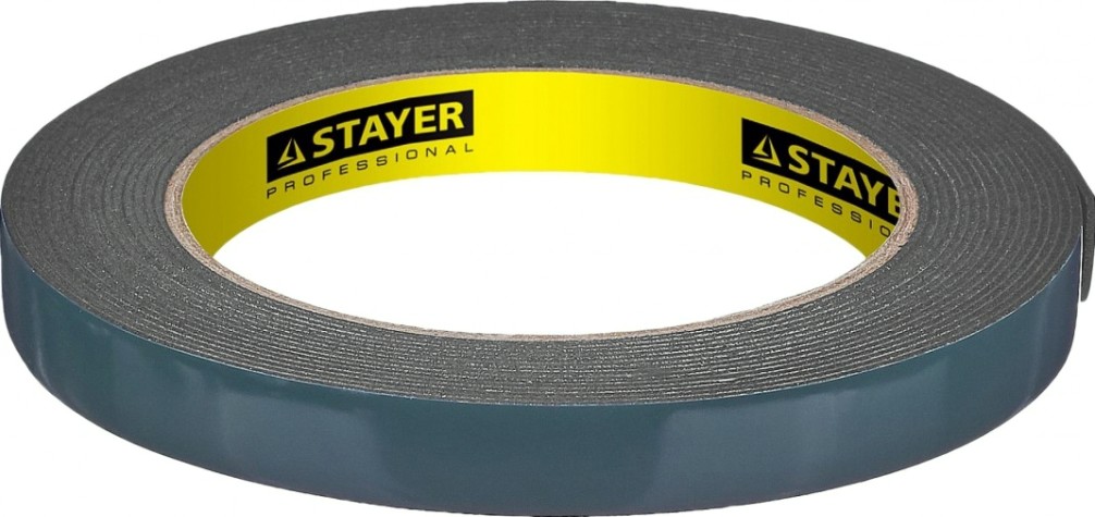 Клеящая лента STAYER PROFESSIONAL двухсторонняя на вспененной основе, черная, 12ммх5 [12233-12-05]