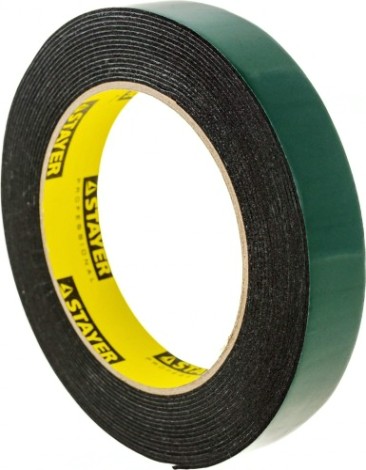 Клеящая лента STAYER PROFESSIONAL двухсторонняя на вспененной основе, черная, 19ммх5 [12233-19-05]