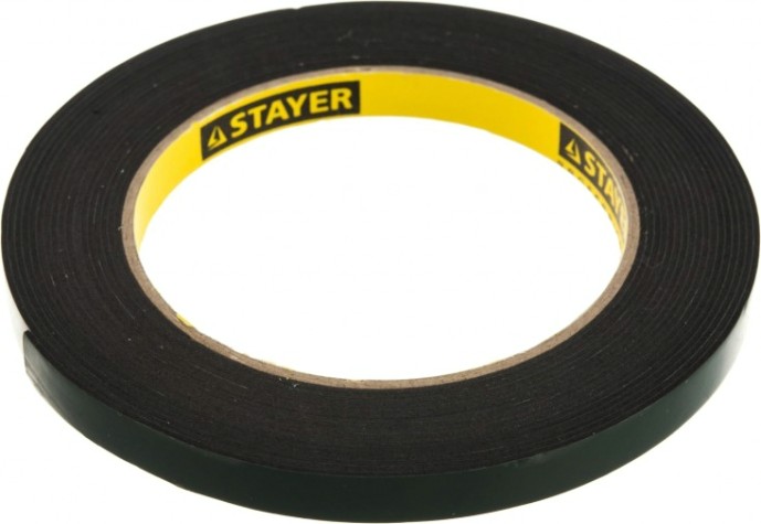 Клеящая лента STAYER PROFESSIONAL двухсторонняя на вспененной основе, черная, 9ммх5м [12233-09-05]