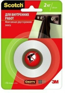 Клейкая монтажная лента 3M Scotch® для внутренних работ, 19 мм х 1,5 м [7100094884]
