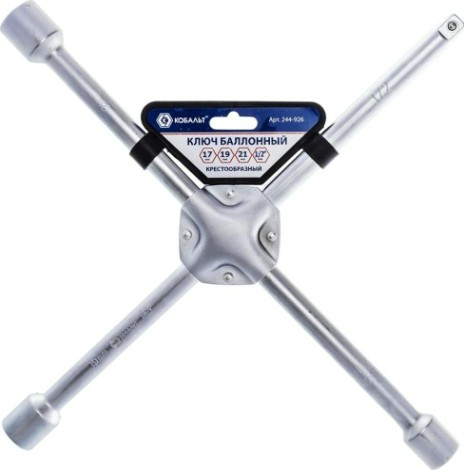 Ключ баллонный Кобальт 244-926 крестообразный 17,19,21, 1/2", 400 мм, cr-v