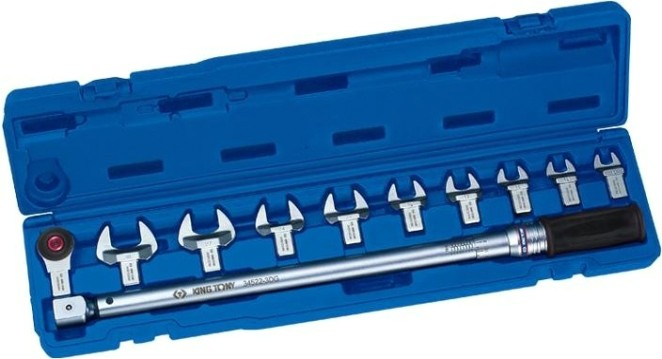 Ключ динамометрический с набором рожковых насадок KING TONY серии "FIT" 40 - 200 Нм 345202D11MR [345202D11MR]