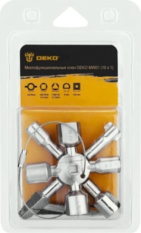 Ключ для электрошкафов DEKO MW01 многофункциональный (10 в 1) [065-0582]