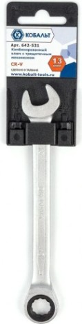 Ключ комбинированный Кобальт 642-531 трещоточный 13 мм cr-v Ключ комбинированный Кобальт 642-531 трещоточный 13 мм cr-v