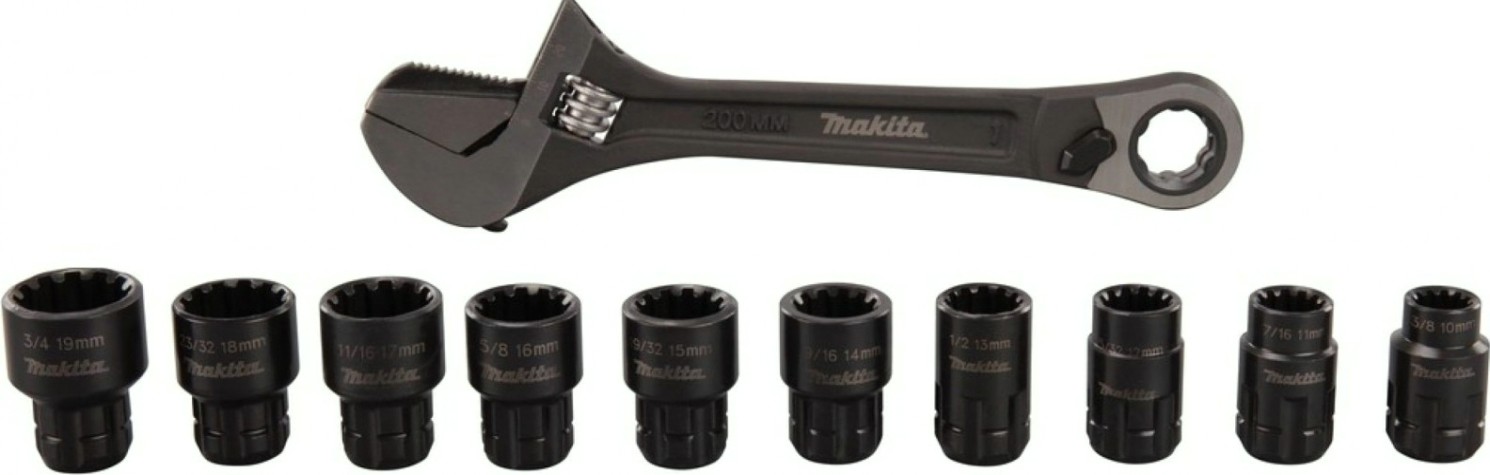 Ключ комбинированный MAKITA B-65458 8" (200мм) с проходными головками в наборе