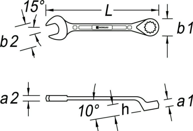 Ключ комбинированный Norgau тип N7B изогнутый 1" [060223449]