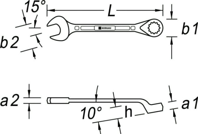 Ключ комбинированный Norgau тип N7B изогнутый 1.1/16" [060223451]