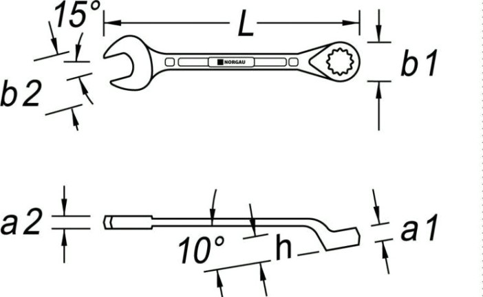 Ключ комбинированный Norgau тип N7B изогнутый 1.1/4" [060223459]