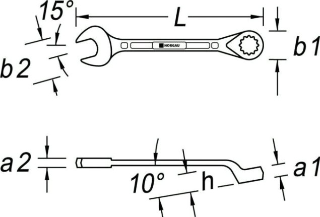 Ключ комбинированный Norgau тип N7B изогнутый 1.1/8" [060223455]
