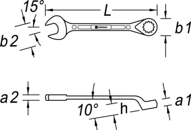 Ключ комбинированный Norgau тип N7B изогнутый 1/2" [060223418]