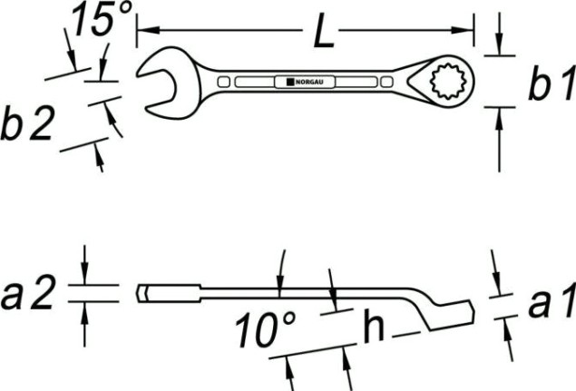 Ключ комбинированный Norgau тип N7B изогнутый 10 мм [060223127]