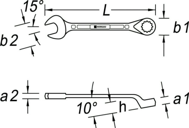 Ключ комбинированный Norgau тип N7B изогнутый 11/16" [060223431]