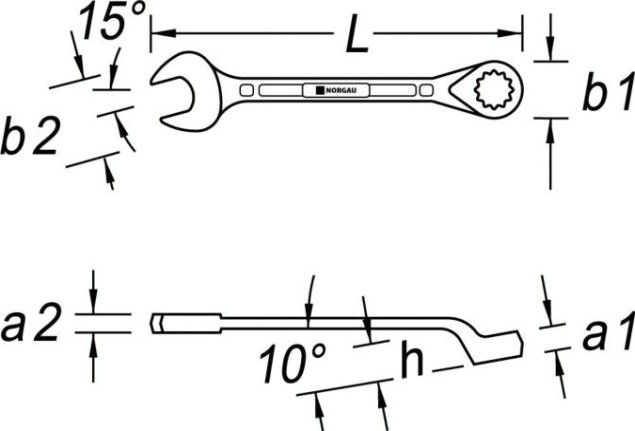 Ключ комбинированный Norgau тип N7B изогнутый 12 мм [060223145]