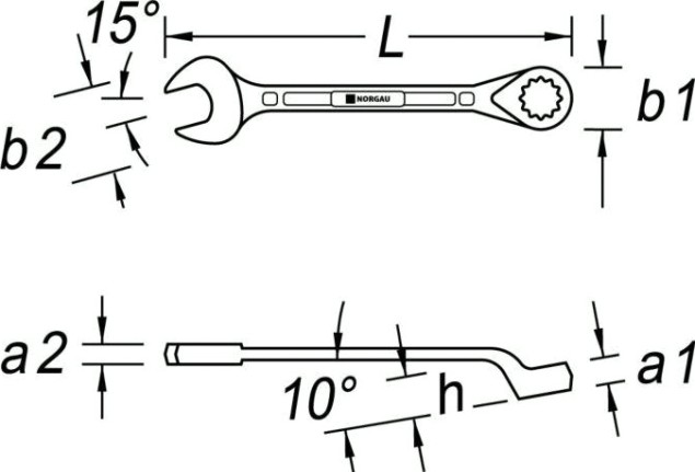 Ключ комбинированный Norgau тип N7B изогнутый 13/16" [060223439]