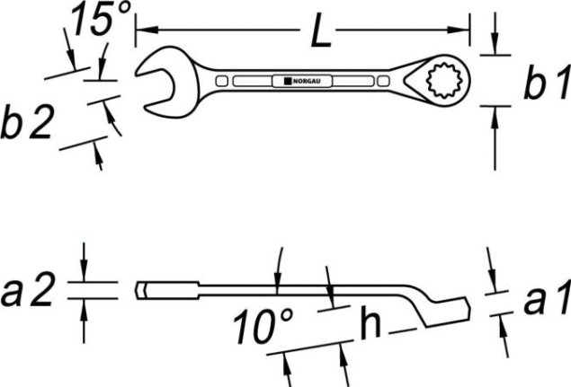 Ключ комбинированный Norgau тип N7B изогнутый 16 мм [060223178]